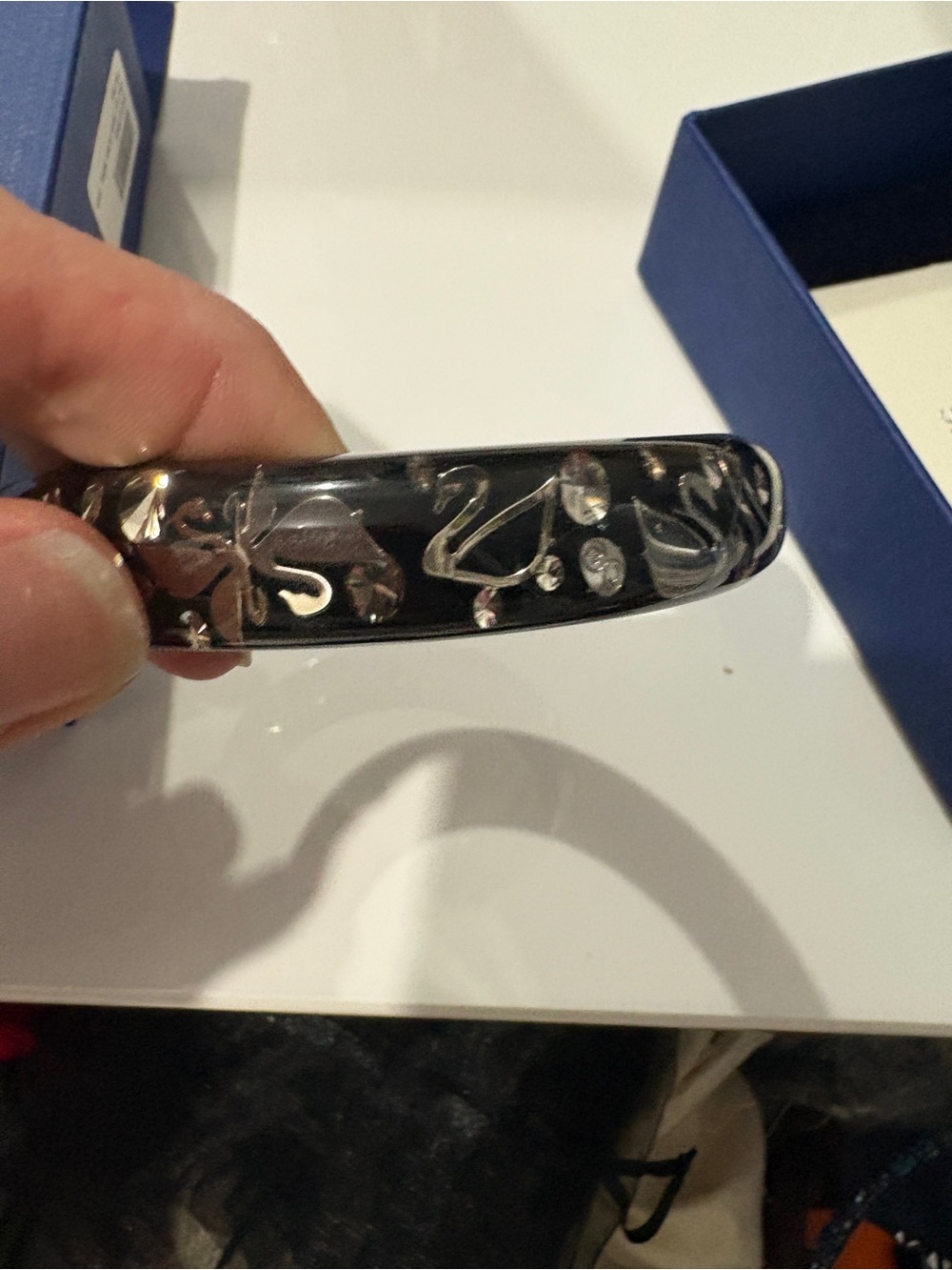 Swarovski Black Resin Hair Clip with Clear Crystal Accents